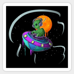 Alien Ufo in Space Dj Sticker